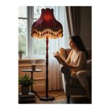 Dekovien Bordo Vintage Lambader Kadife Kumaş Kaplama Ahşap Ayak Lm66544 66588057 Bordo