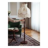 Dekovien Ekru Kadife Başlık Kahverengi Ahşap Ayak Lambader Vintage Model 170x45cm