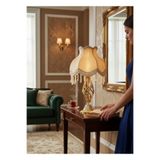 Dekovien Gold Kadife Kaplı El Yapımı Klasik Model Abajur 50x30cm