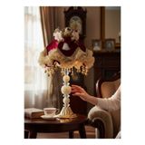 Dekovien Kadife Kaplı El Yapımı Bordo Başlık İncili Gold Ayak Klasik Vintage Abajur 50x25CM