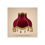 Dekovien Kırmızı Kadife Gold İşlemeli El Yapımı Vintage Abajur Şapkası 30x27cm LAMBADER İÇİN UYUMLU DEĞİLDİR !