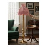 Dekovien Vintage Ahşap Gold Ayak Pudra Pembe Lambader Püsküllü Süsleme 170x45cm