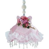 Dekovien Vintage Avize Pudra Kadife Kaplama İnci Askı - Pembe - 1