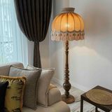 dekovien Vizon Renk Kadife Lambader Kahve Ahşap Ayak Vintage 50x170cm LM01299