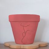 Dekozayn Home Minimalist Kadın 2 Figürlü Renkli El Yapımı Boyama 13 cm Yalı Saksı - Açık Kırmızı