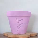 Dekozayn Home Minimalist Kadın 2 Figürlü Renkli El Yapımı Boyama 13 cm Yalı Saksı - Lila