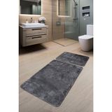 Dekozer 2’li Peluş Banyo Paspas Seti 60X100 + 50X60 cm – Kaymaz Lateks Taban, Yumuşak Yüzey, Yıkanabilir - Antrasit - DK336