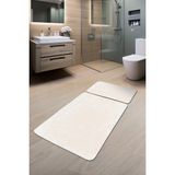 Dekozer 2’li Peluş Banyo Paspas Seti 60X100 + 50X60 cm – Kaymaz Lateks Taban, Yumuşak Yüzey, Yıkanabilir - Krem - DK336