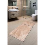 Dekozer 2’li Peluş Banyo Paspas Seti 60X100 + 50X60 cm – Kaymaz Lateks Taban, Yumuşak Yüzey, Yıkanabilir - Vizon - DK336