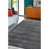 Dekozer Azra Kaymaz Taban Antrasit Halı – Salon, Çocuk Odası ve Mutfak için Yıkanabilir, Yumuşak Kilim - 200 x 500 cm