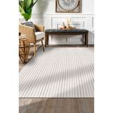 Dekozer Lidya Beyaz Pamuk Dokuma Yumuşak Halı | Kaymaz Tabanlı, Yıkanabilen Modern Tasarımlı Kilim - Kırık Beyaz - 180 x 250 cm