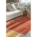 Dekozer Lidya Kiremit Pamuk Dokuma Yumuşak Halı | Kaymaz Tabanlı, Yıkanabilen Modern Tasarımlı Kilim - 60 x 90 cm