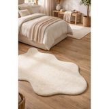 Dekozer Puffy Yumuşak Peluş Post Halı | Kaymaz,yıkanabilir,antre,hol,giyinme Odası, Makyaj Masası Halısı - Krem - 80 x 120 cm