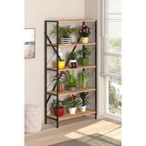 Dekozum 5 Raflı Metal Çiçeklik Modern Saksı ve Dekoratif Eşya Standı Şık ve Dayanıklı Tasarım 180 cm - Kahverengi