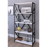 Dekozum 5 Raflı Metal Kitaplık Dayanıklı, Şık ve Çok Amaçlı Depolama Ünitesi , Ofis, Dekorasyon,kitap 180 cm - Beyaz