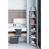 Dekozum 6 Raflı Köşe Metal Banyo Rafı Şampuanlık Deterjanlık Çok Amaçlı Raf 180 cm - Beyaz