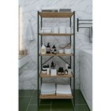 Dekozum Banyo Dolabı Banyo Düzenleyici Modern Banyo Rafı 5 Raflı Dekoratif Metal Raf 180 cm - Atlantik Çam