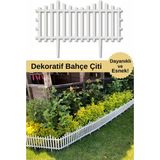 Dekozum Dekoratif Bahçe Çiti Bordür Kırılmaz Plastik Çit 18,88 Metre Tek Peyzaj Koruma Panel Beyaz 32 Adet