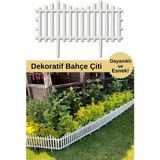 Dekozum Dekoratif Bahçe Çiti Plastik Beyaz Çit Tek Peyzaj Çiti Çiçek Koruma Çiti 5 Adet 2,95 Metre - 59 x 38