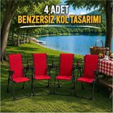 Dekozum Holiday Kamp Sandalyesi, Katlanır Kamp Sandalyesi, Bardaklıklı Kamp Sandalyesi, Plaj Piknik Sandalye - Kırmızı