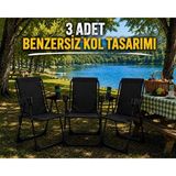 Dekozum Holiday Kamp Sandalyesi Piknik Katlanır Bardaklıklı Plaj Sandalyesi 3 Adet Siyah