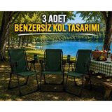 Dekozum Holiday Kamp Sandalyesi Piknik Katlanır Bardaklıklı Plaj Sandalyesi 3 Adet Yeşil