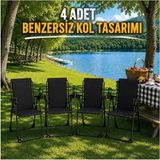 Dekozum Holiday Kamp Sandalyesi Piknik Katlanır Bardaklıklı Plaj Sandalyesi 4 Adet Siyah
