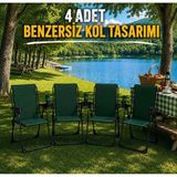 Dekozum Holiday Kamp Sandalyesi Piknik Katlanır Bardaklıklı Plaj Sandalyesi 4 Adet Yeşil