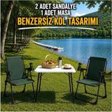Dekozum Holiday Kamp Seti Kamp Sandalyesi Kamp Masası Katlanır Kamp Piknik Seti 2 Sandalye 1 Masa - YEŞİL 2 SANDALYE 1 MASA - Yeşil