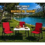 Dekozum Holiday Kamp Seti Kamp Sandalyesi Kamp Masası Katlanır Kamp Piknik Seti 3 Sandalye 1 Masa - KIRMIZI 3 SANDALYE 1 MASA - Kırmızı