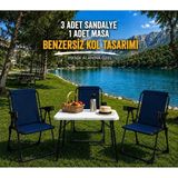 Dekozum Holiday Kamp Seti Kamp Sandalyesi Kamp Masası Katlanır Kamp Piknik Seti 3 Sandalye 1 Masa - LACİVERT 3 SANDALYE 1 MASA - Lacivert
