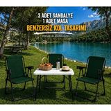 Dekozum Holiday Kamp Seti Kamp Sandalyesi Kamp Masası Katlanır Kamp Piknik Seti 3 Sandalye 1 Masa - YEŞİL 3 SANDALYE 1 MASA - Yeşil