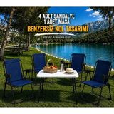 Dekozum Holiday Kamp Seti Kamp Sandalyesi Kamp Masası Katlanır Kamp Piknik Seti 4 Sandalye 1 Masa - LACİVERT 4 SANDALYE 1 MASA - Lacivert