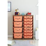 Dekozum Kids 12 Sepetli Renkli Oyuncak Dolabı Oyuncak Kutusu 30 cm Derinlik 109 cm Yükseklik 90 cm