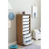 Dekozum Kids 9 Sepetli Oyuncak Dolabı Organizer Saklama Depolama Box Çam-Beyaz - Renkli