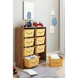 Dekozum Kids Gülen Yüzlü Çok Amaçlı 8 Large Sepetli Dolap Modern Tasarım 90 cm Derinlik - Renkli