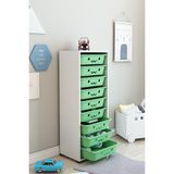 Dekozum Kids Modern Çok Amaçlı Beyaz Yeşil 9 Sepetli Dolap 122 cm Uzunlukta Dayanıklı Tasarım - Renkli