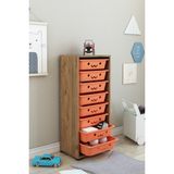 Dekozum Kids Modern Tasarımlı 8 Sepetli Gülenyüzlü Oyuncak Dolabı Oyuncak Organizeri Oyuncak Box 109 cm Renkli Suntalam Malzeme