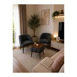 DEKOZUM LUNA SOFT Well soft Peluş Kumaş İkili Berjer Seti Salon Balkon Koltuk Berjer Özel Tasarım Sehpa ANTRASİT