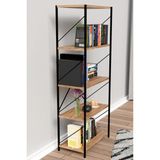 Dekozum Metal Kitaplık 5 Raflı Ofis Kitaplığı Kitap Dosya Rafı Ceviz