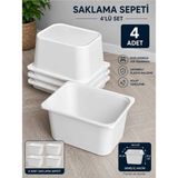 Dekozum Oyuncak Dolabı Sepeti Saklama Kutusu Oyuncak Sepeti Çok Amaçlı Dolap Sepeti Beyaz 4 Adet - 44 x 31