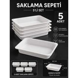 Dekozum Oyuncak Dolabı Sepeti Saklama Kutusu Oyuncak Sepeti Çok Amaçlı Dolap Sepeti Beyaz 5 Adet - 44 x 31