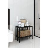 Dekozum Scaffale 2 Banyo Rafı, Plastik Kitaplık, 2 Raflı Organizer, Banyo Rafı, Bahçe Balkon Organizeri - Siyah