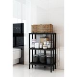 Dekozum Scaffale 3 Banyo Rafı, Plastik Kitaplık, 3 Raflı Organizer, Banyo Rafı, Bahçe Balkon Organizeri - Siyah