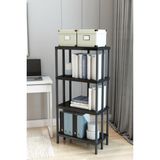 Dekozum Scaffale 4 Banyo Rafı, Plastik Kitaplık, 4 Raflı Organizer, Banyo Rafı, Bahçe Balkon Organizeri - Siyah