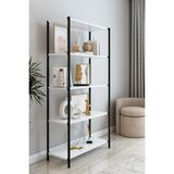 DEKOZUM SCARLET Metal Kitaplık 5 Raflı Çok Amaçlı Dosya Kitap Rafı Ofis Salon Mutfak Raf 150 Cm BEYAZ