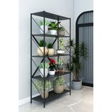 Dekozum Stone Saksılık Çiçeklik Saksı Rafı Çiçek Standı Çok Amaçlı Dekoratif Raf 150 cm - Antrasit