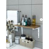 Dekozum Tekli Dekoratif Duvar Rafı, Kitaplık ve Organizer, Banyo, Mutfak, Balkon - Ceviz