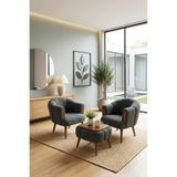 DEKOZUM VERA Comfort Çay Seti Ve Peluş Ikili Berjer & Puf Takımı - 3'lü Set ANTRASİT