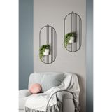Dekula 2 Li Metal Duvar Saksılığı Dekorasyon Saksı Oval Çiçeklik Standı Vazo Çiçek Krem